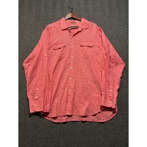 Tommy Bahama Mens Pink Shirt Button Up Long Sleeve Linen Blend Size‎ XL Pocket